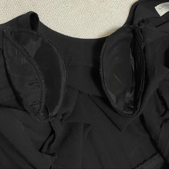 Liz Claiborne Vintage Black Long Sleeve Layered Ruffle Back Button Dress Sz 4 - Picture 12 of 16